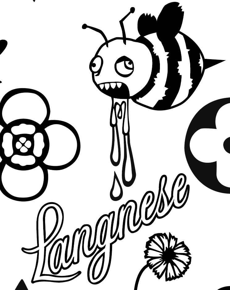 Sich erbrechende Biene über dem Schriftzug 'Langnese'